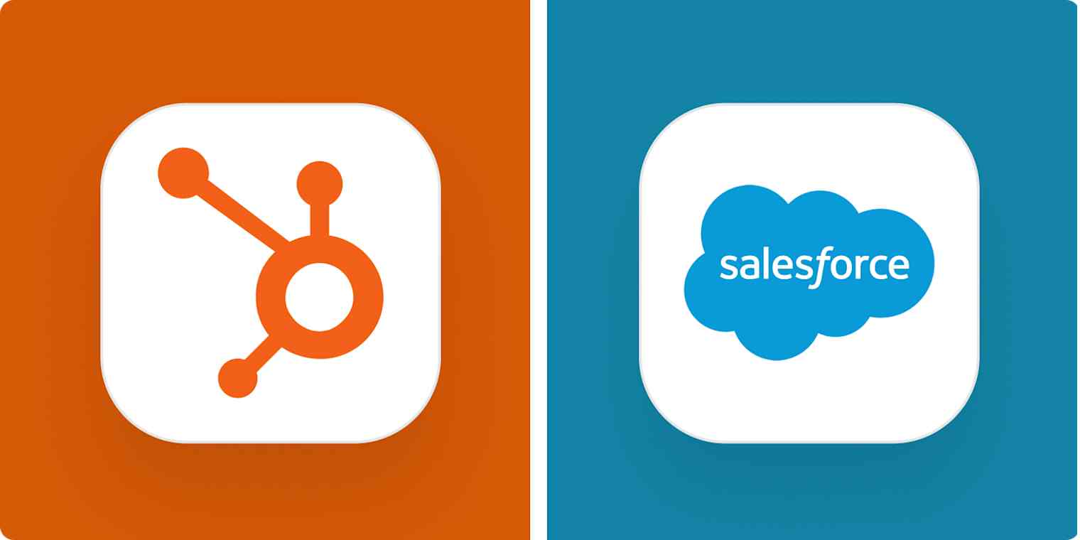 Salesforce と HubSpot のロゴ比較画像