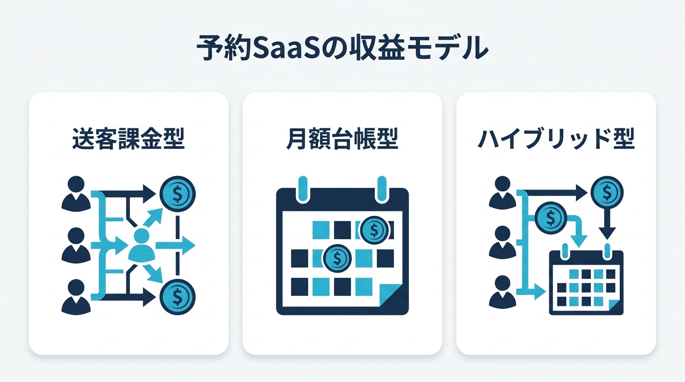 予約SaaSの収益モデル 送客課金型 月額台帳型 ハイブリッド型