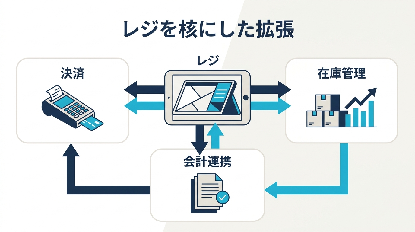 レジを核にした拡張 決済 在庫管理 会計連携