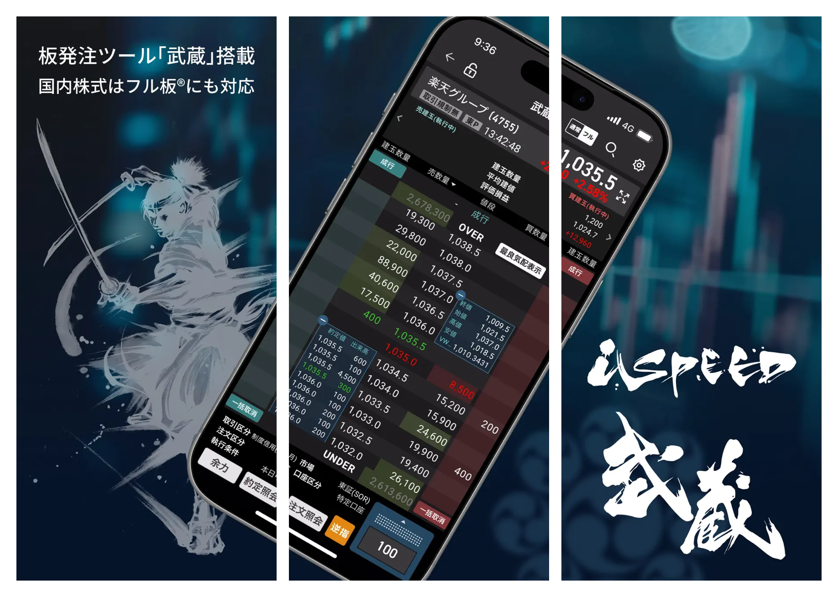 楽天証券 iSPEED の主要画面