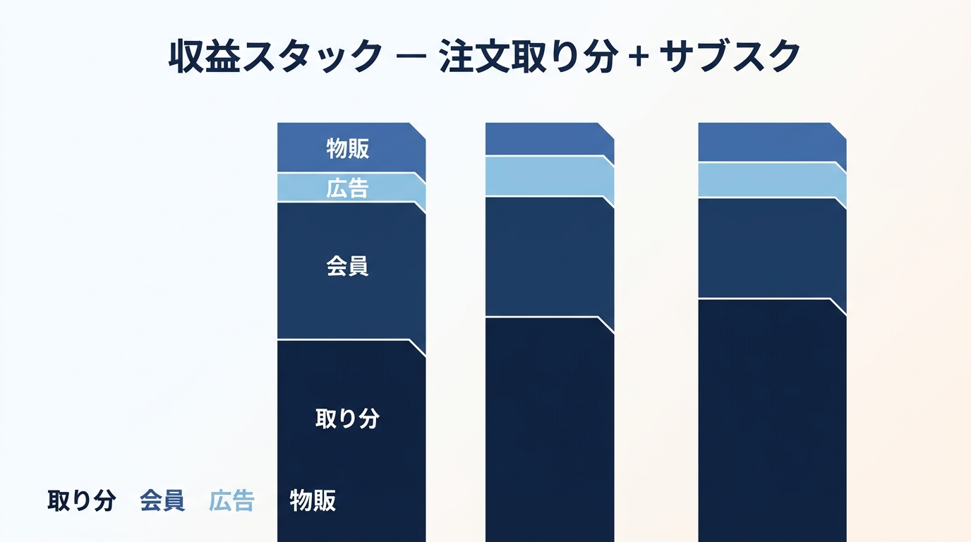 3 社の収益スタック