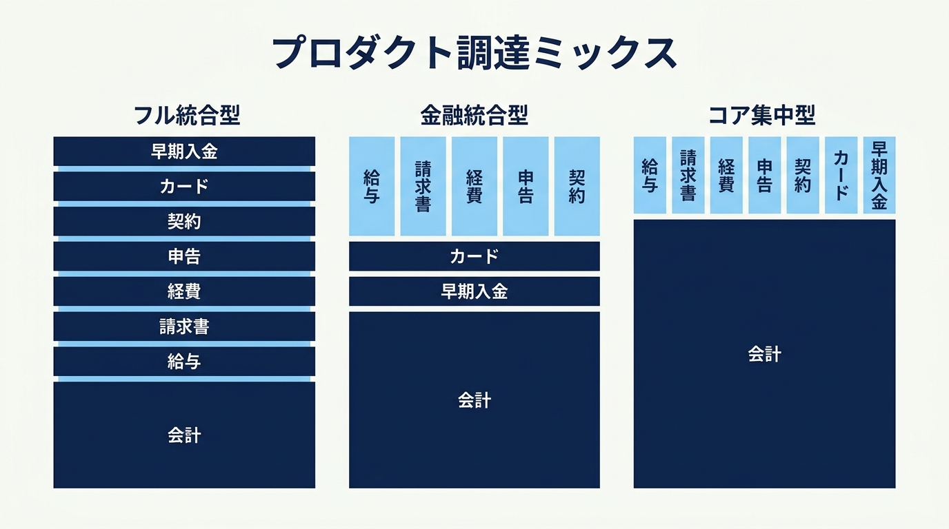 プロダクト調達ミックス フル統合型 金融統合型 コア集中型