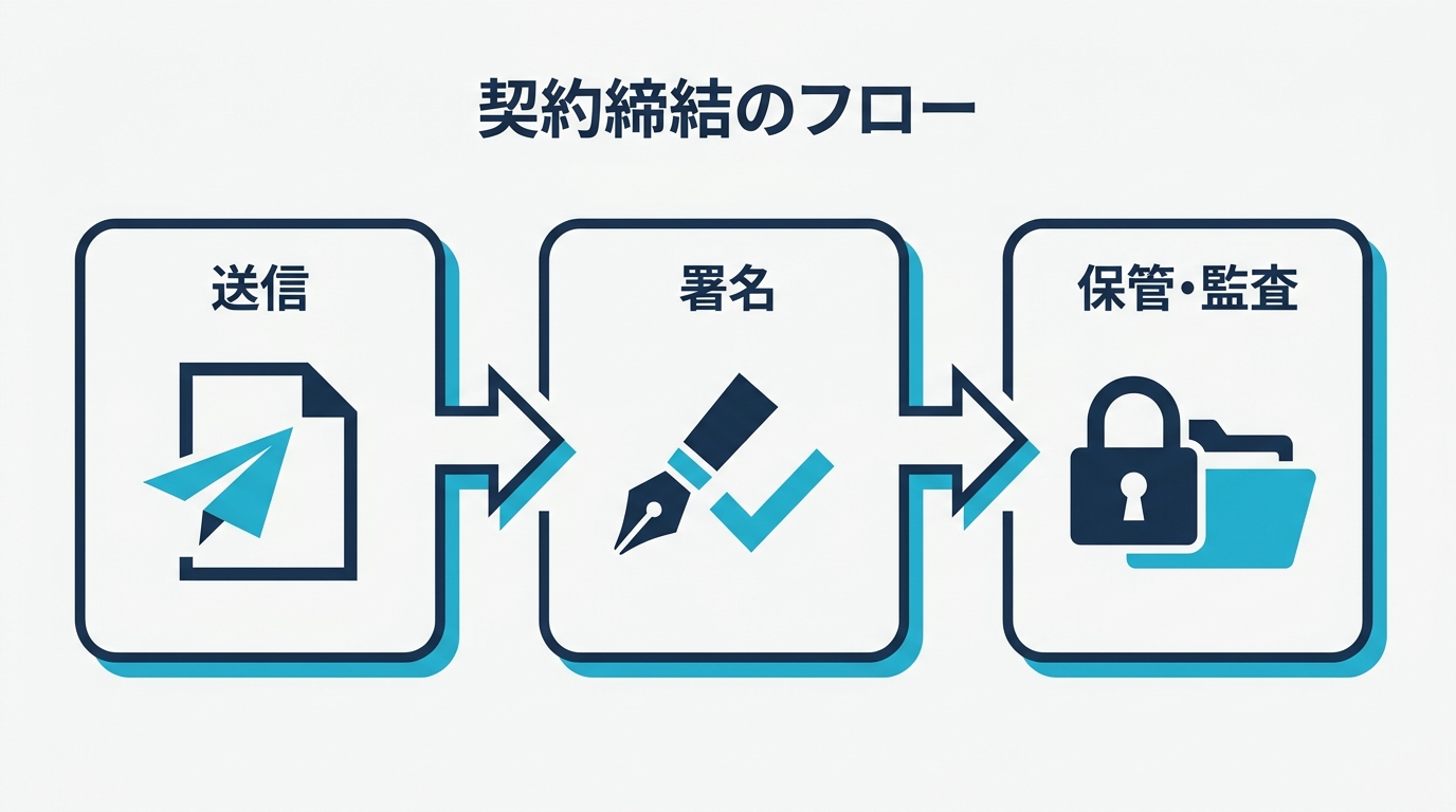 契約締結のフロー 送信 署名 保管・監査