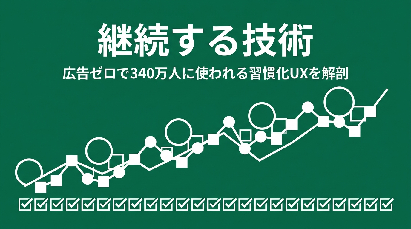 継続する技術 はなぜ広告ゼロで340万人に使われるか — 「目標を1つに絞る」習慣化UXを解剖