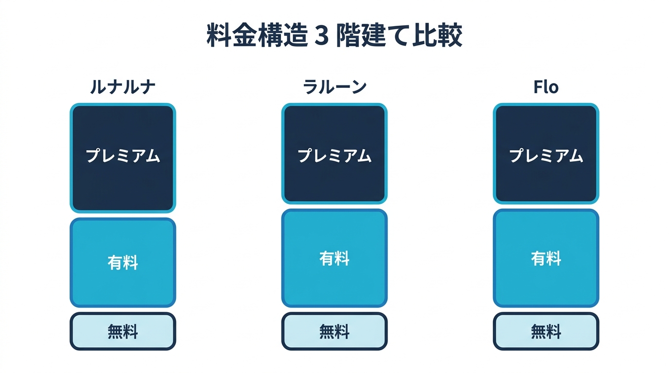 フェムテック 3 社の料金構造 3 階建て比較
