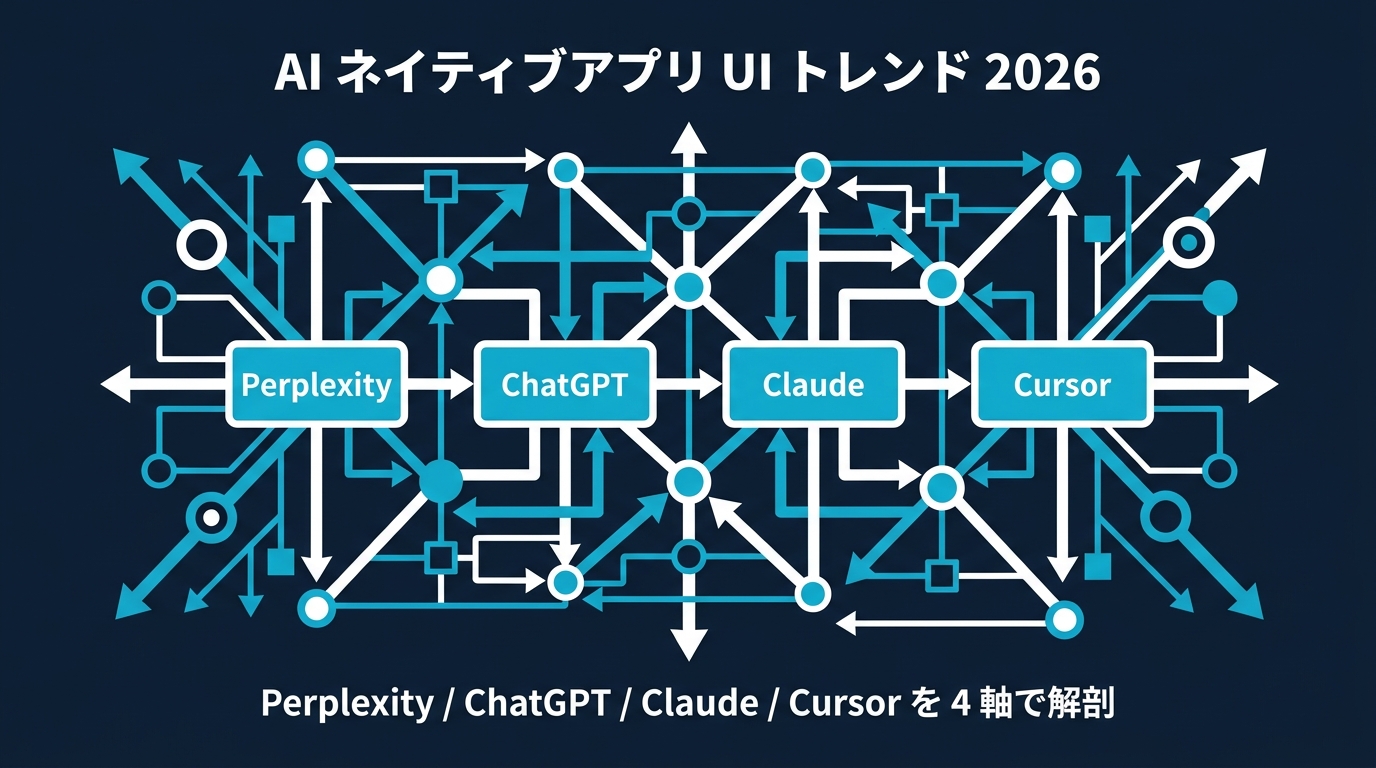 AI ネイティブアプリ UI トレンド 2026 — Perplexity / ChatGPT / Claude / Cursor を 4 軸で解剖