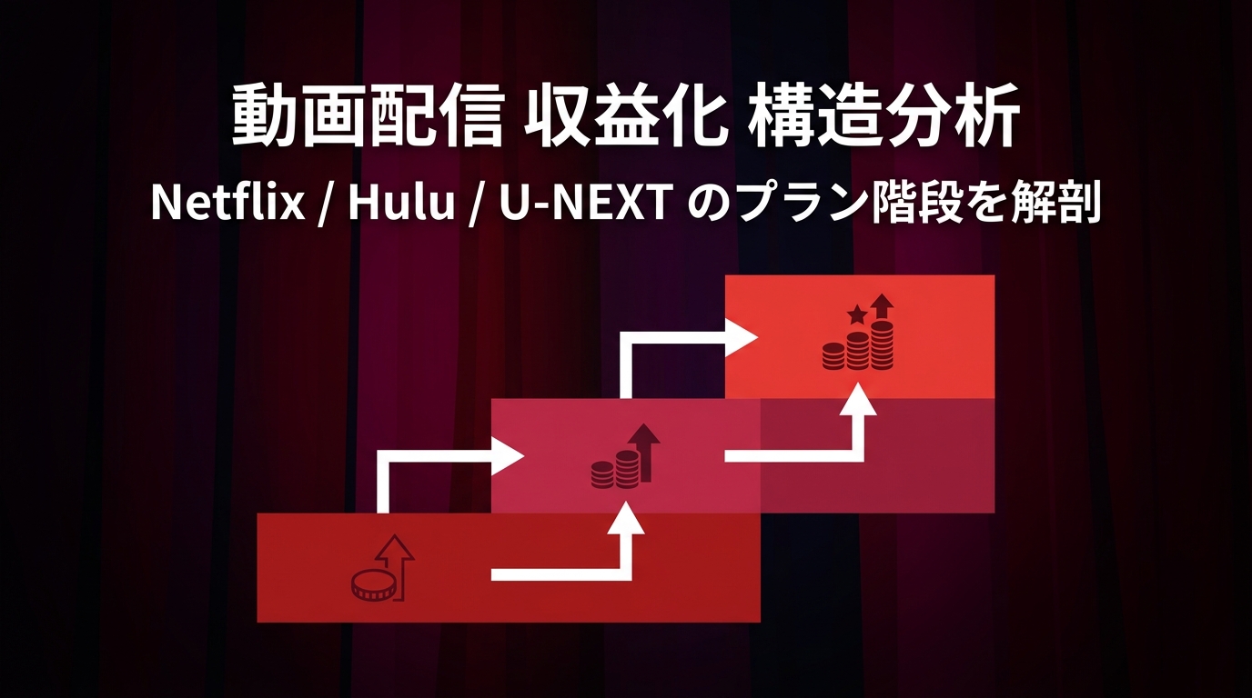 動画配信 収益化 構造分析 — Netflix / Hulu / U-NEXT のプラン階段・収益スタック・コンテンツ調達源を徹底解剖