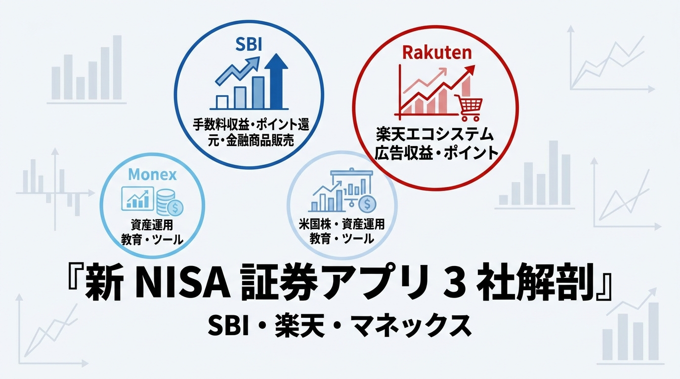 新 NISA 証券 3 社 構造分析 — SBI 証券 / 楽天証券 / マネックス証券 の取扱商品・ポイント還元・経済圏連携を徹底解剖
