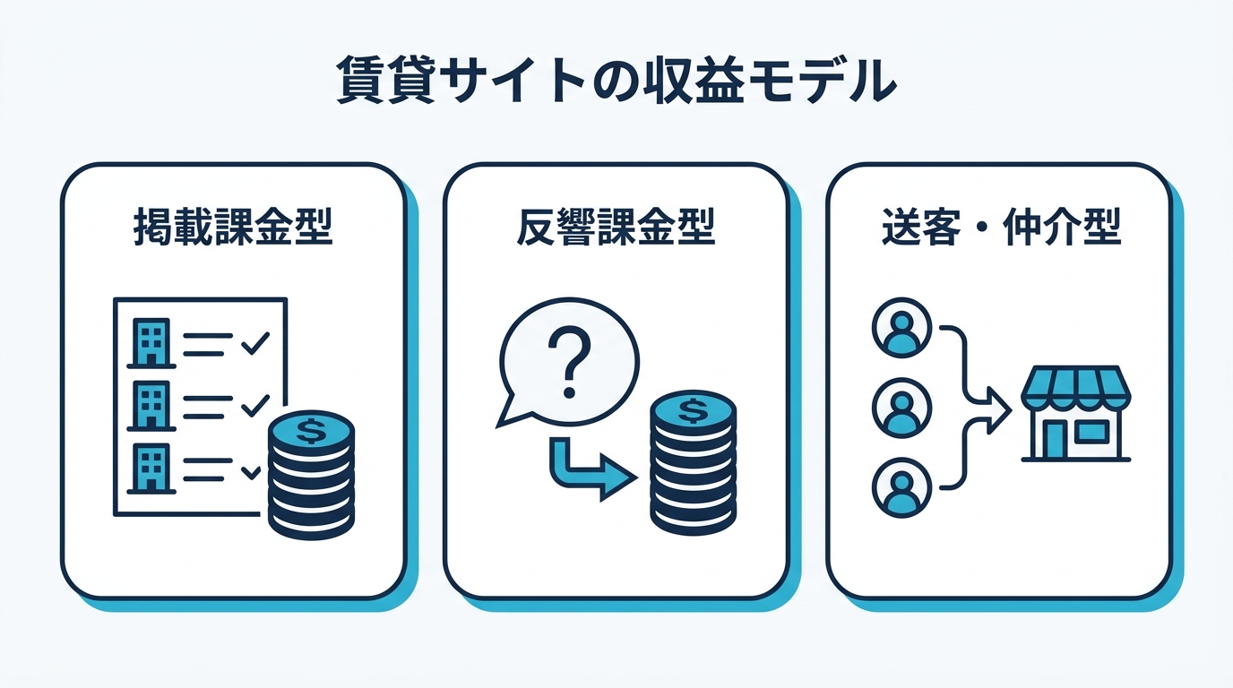 賃貸サイトの収益モデル 掲載課金型 反響課金型 送客・仲介型