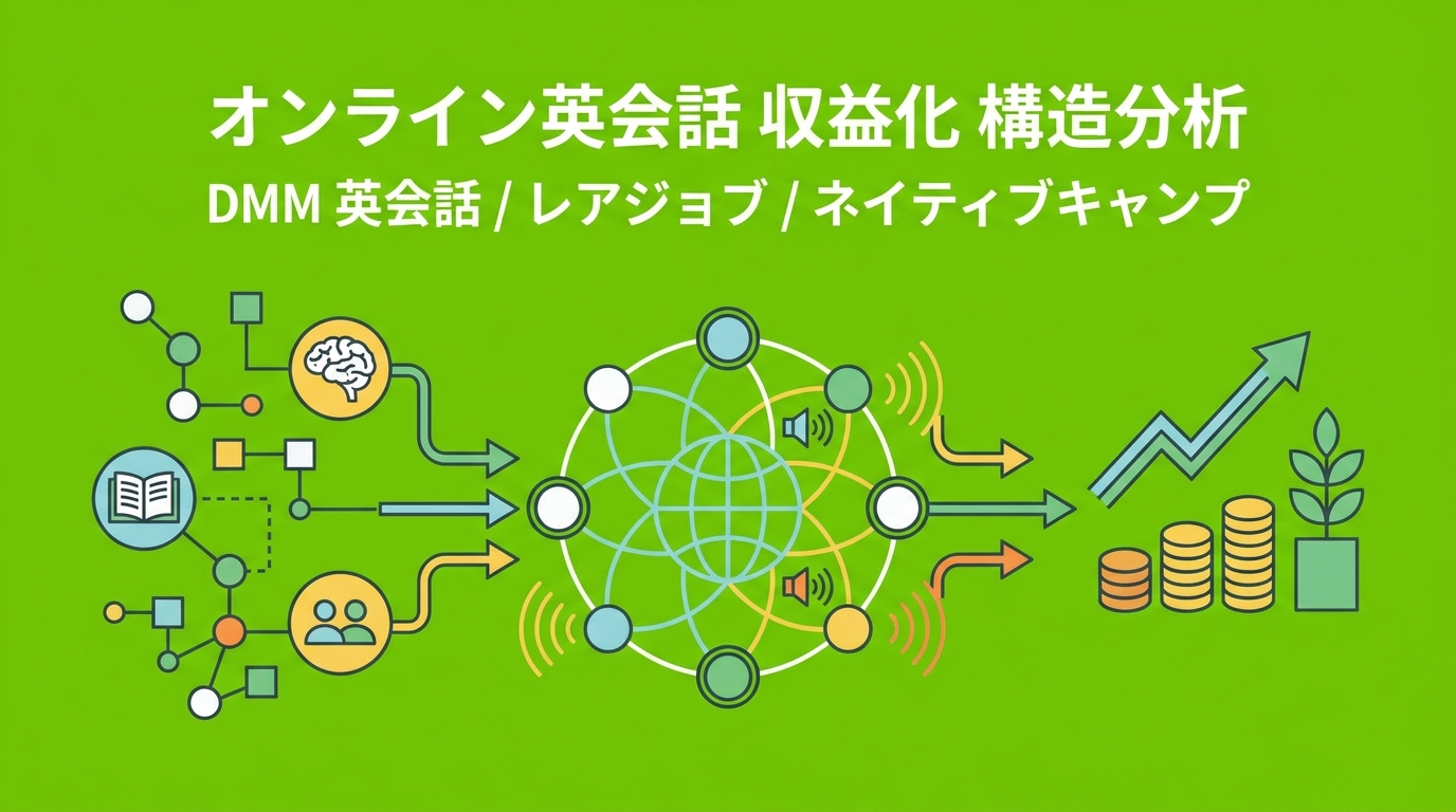 オンライン英会話 収益化 構造分析 — DMM 英会話 / レアジョブ / ネイティブキャンプ の料金設計はどう違うか