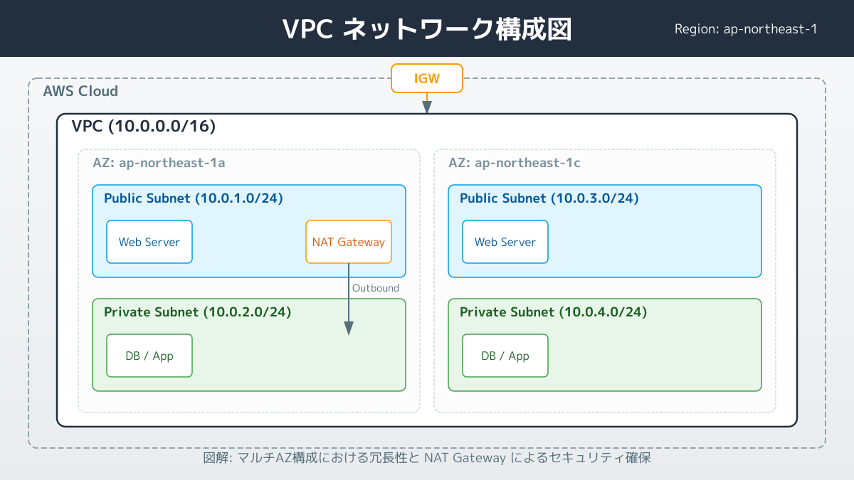 VPCネットワーク設計のイメージ