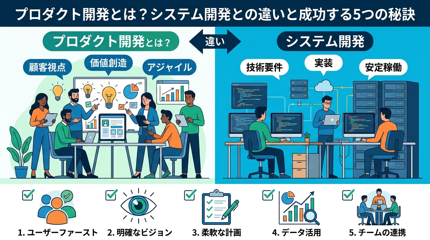 プロダクト開発とは?システム開発との違いと成功する5つの秘訣