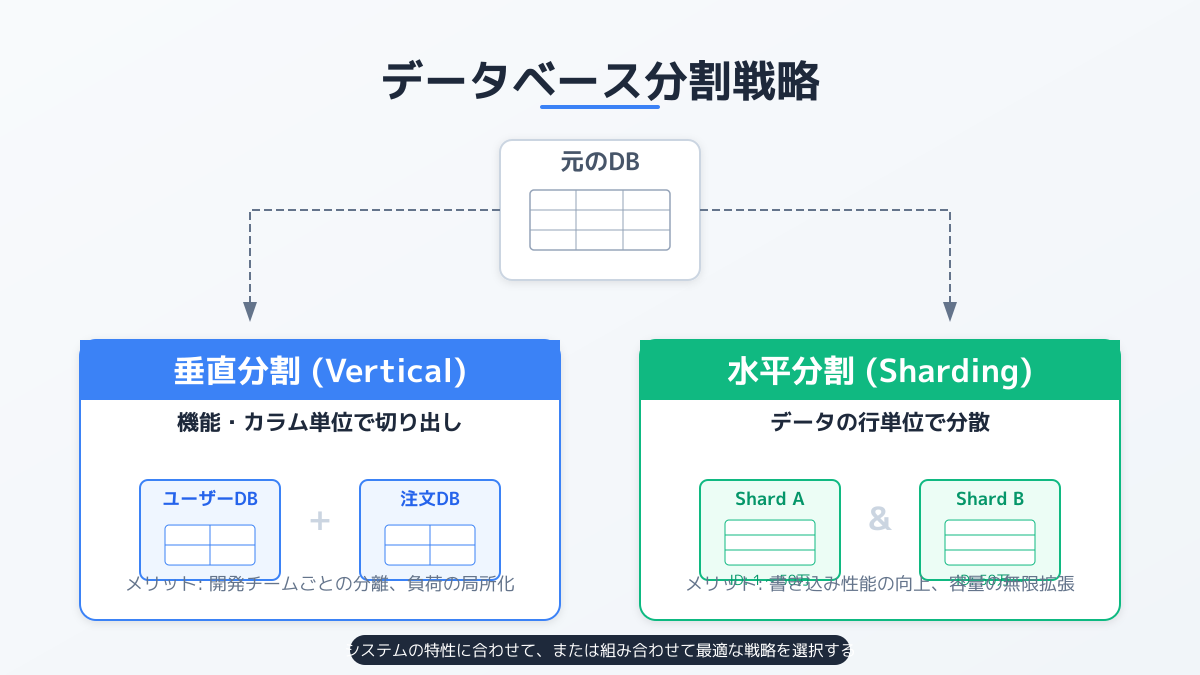 サービスごとのデータベース分割の図解