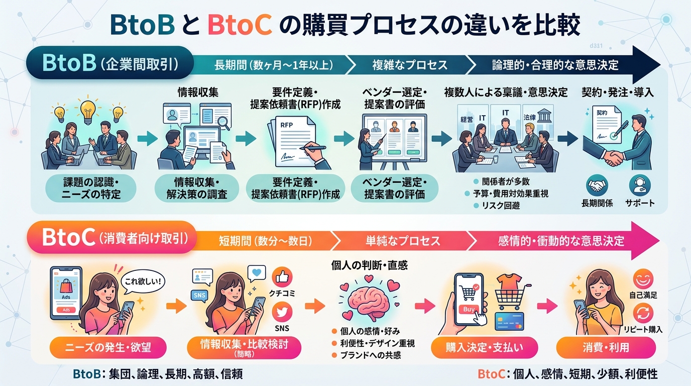 BtoBとBtoCのカスタマージャーニーの違い