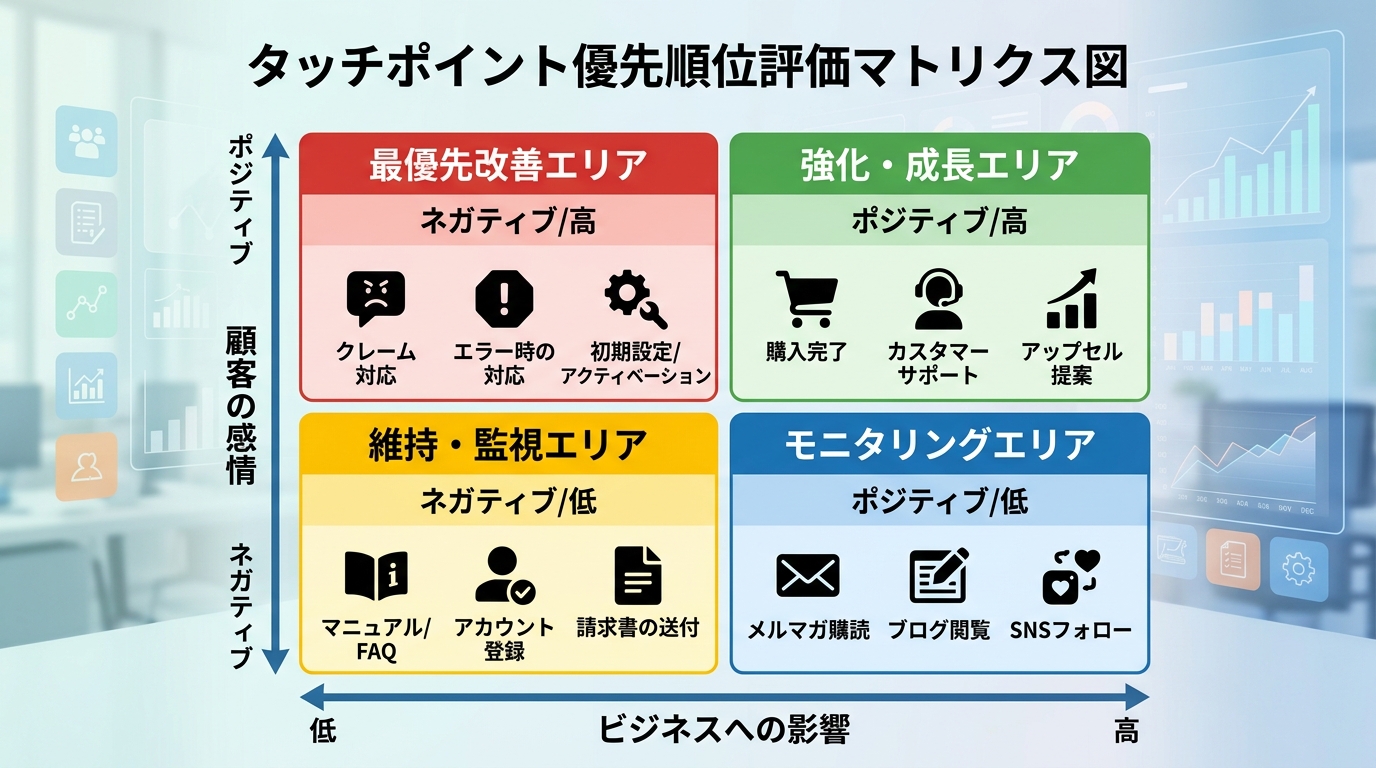 タッチポイントの優先順位評価マトリクス