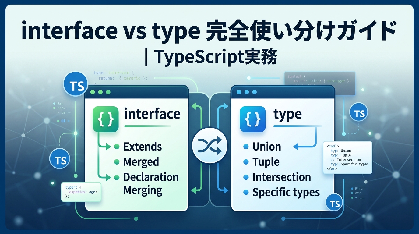 TypeScriptのinterfaceとtypeの違いとは？実務で迷わない使い分けの基準