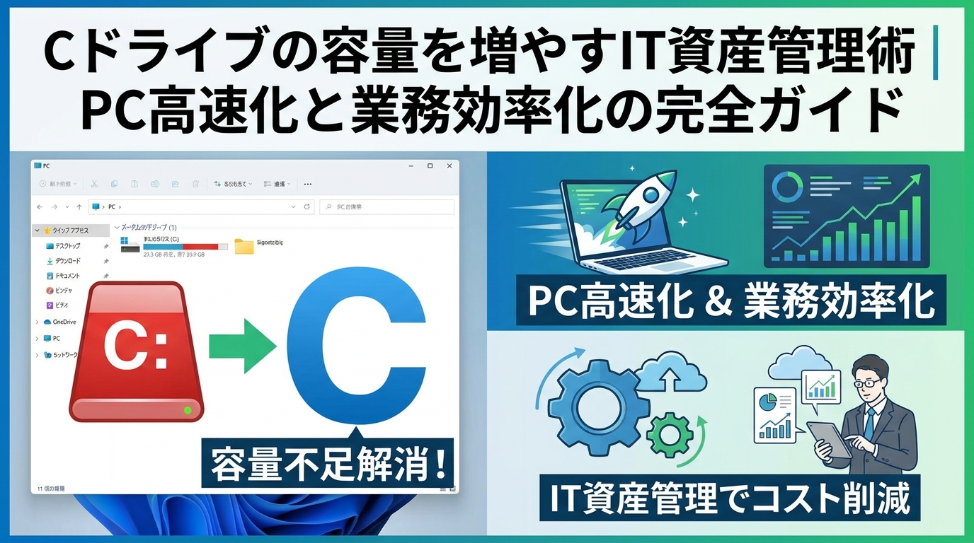 Cドライブの容量を増やすIT資産管理術|PC高速化と業務効率化の完全ガイド