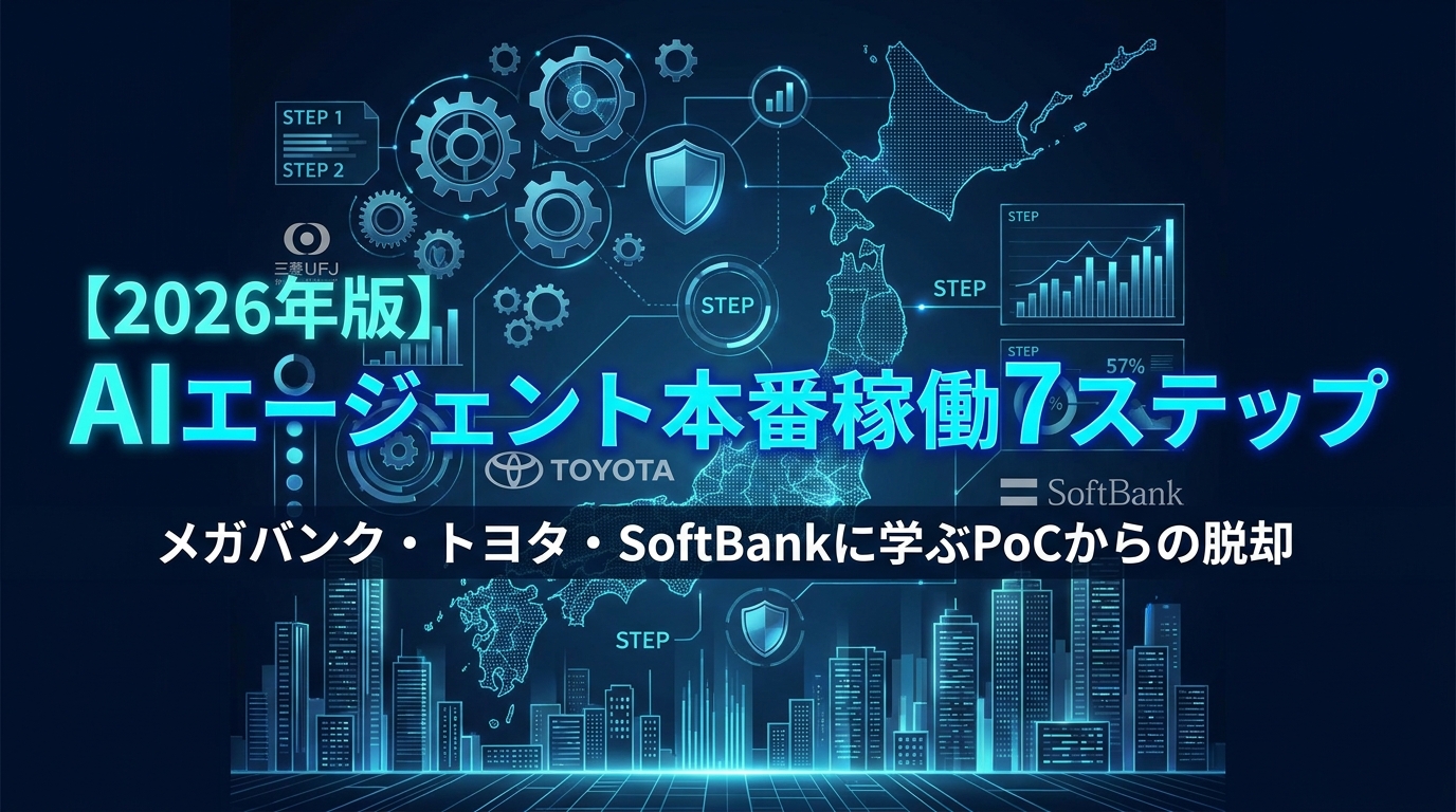【2026年版】AIエージェント本番稼働7ステップ|メガバンク・トヨタ・SoftBankに学ぶPoCからの脱却