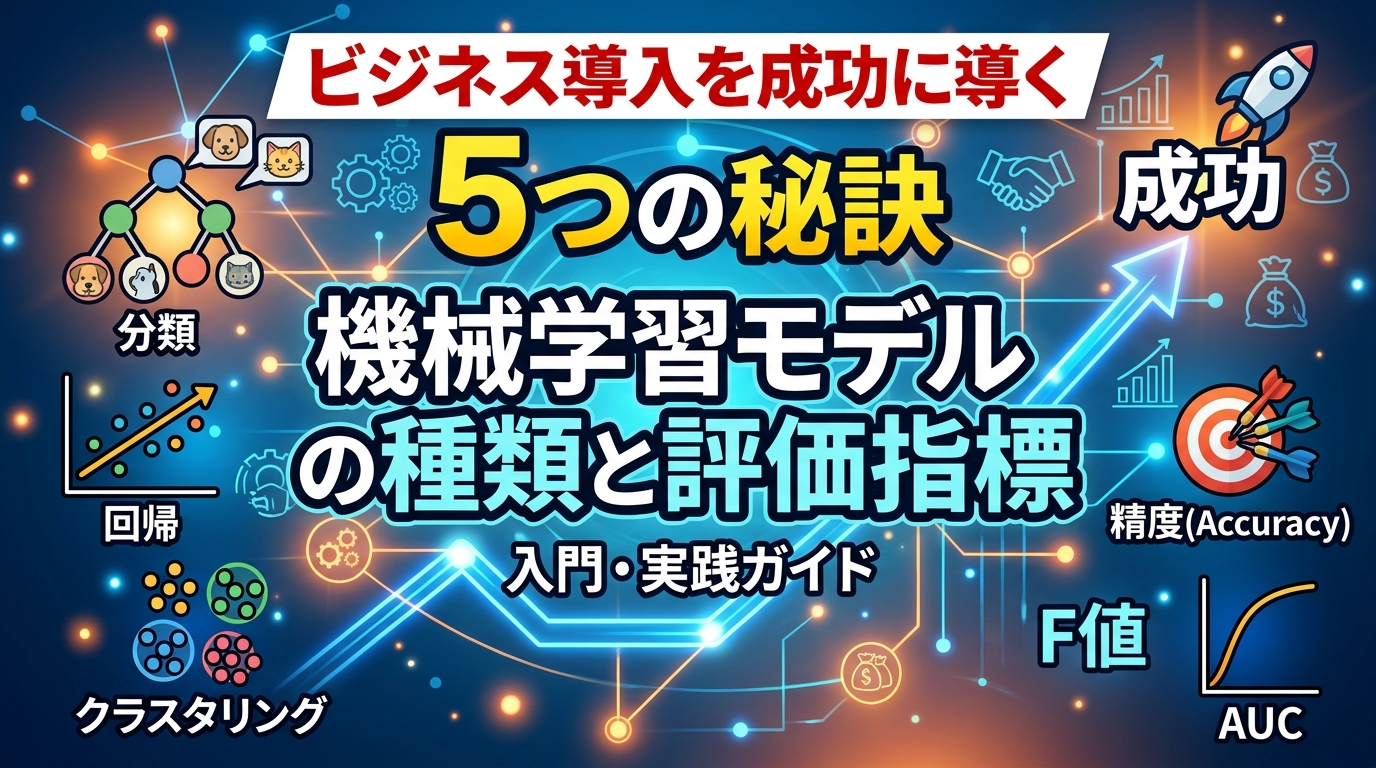 機械学習モデルの種類と評価指標とは?ビジネス導入を成功に導く5つの秘訣【2026年版】