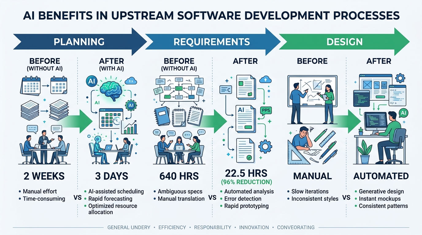 Upstream Process AI: Before vs After comparison 640h to 22.5h