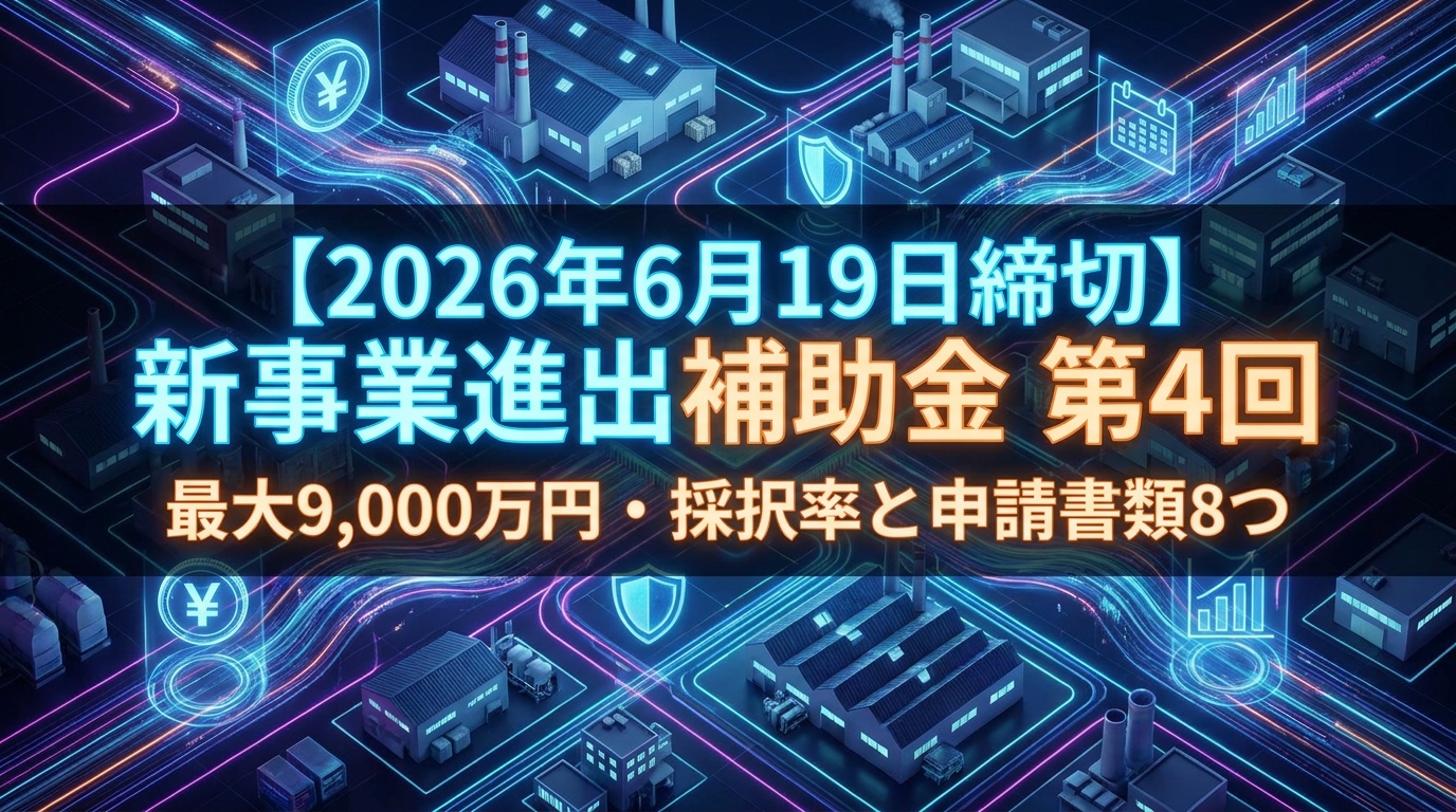 【2026年6月19日締切】新事業進出補助金 第4回公募ガイド|最大9,000万円・採択率と書類8つ