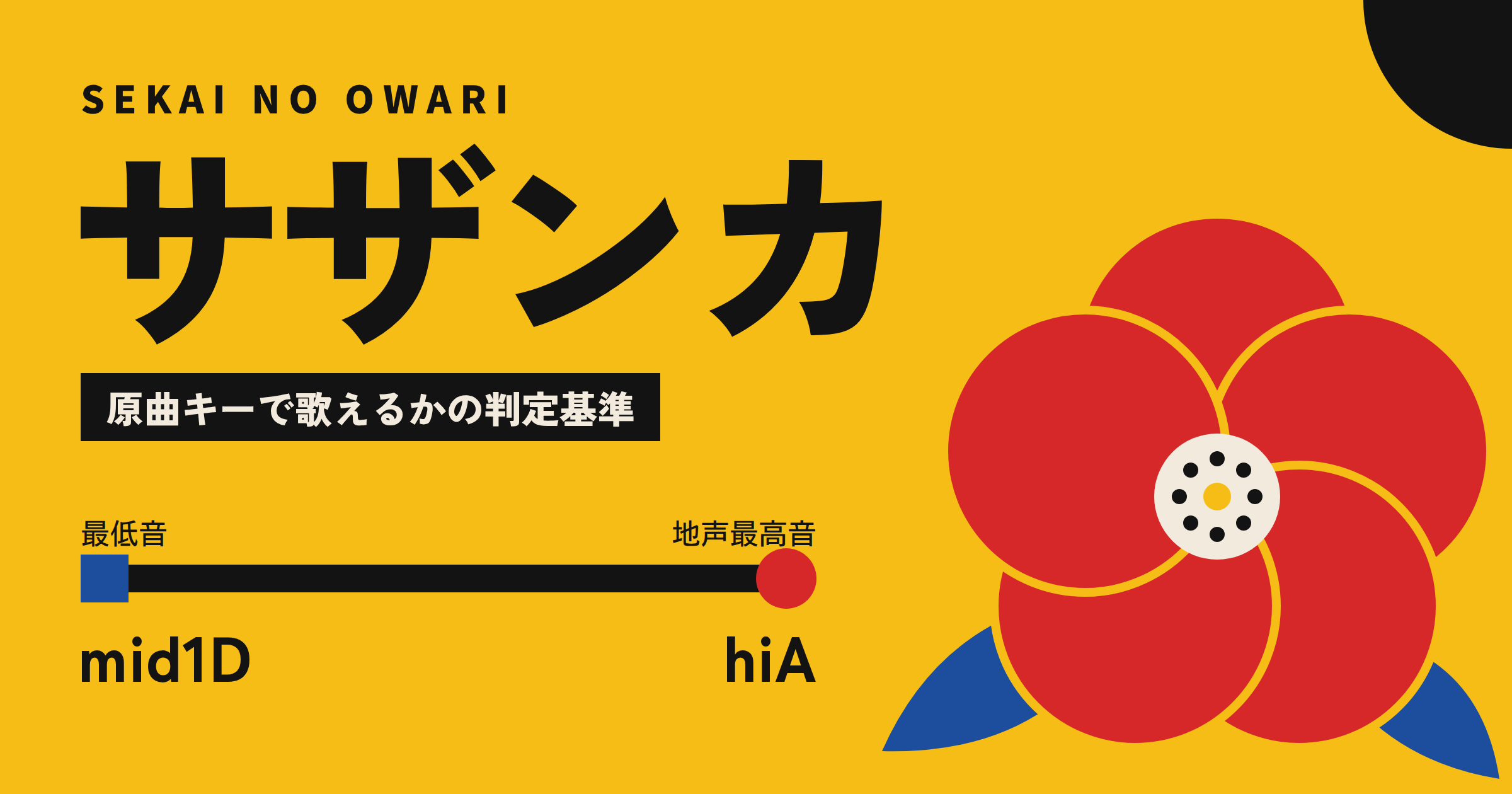 SEKAI NO OWARI「サザンカ」の音域は?最低音mid1D〜地声最高音hiA|サビのhiAを張り続ける持久力とキーの決め方